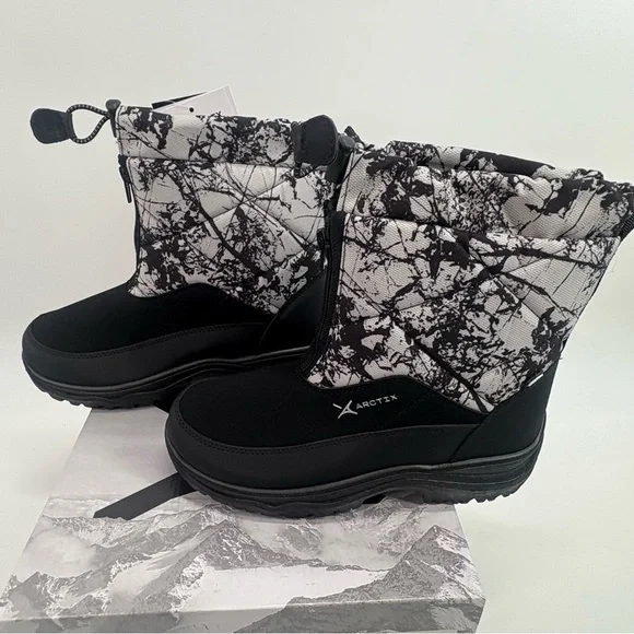 ARCTIX Womens sz 7 Cracked Marble White Quilted Faux Suede Tracer Boot NEW - Picture 4 of 12